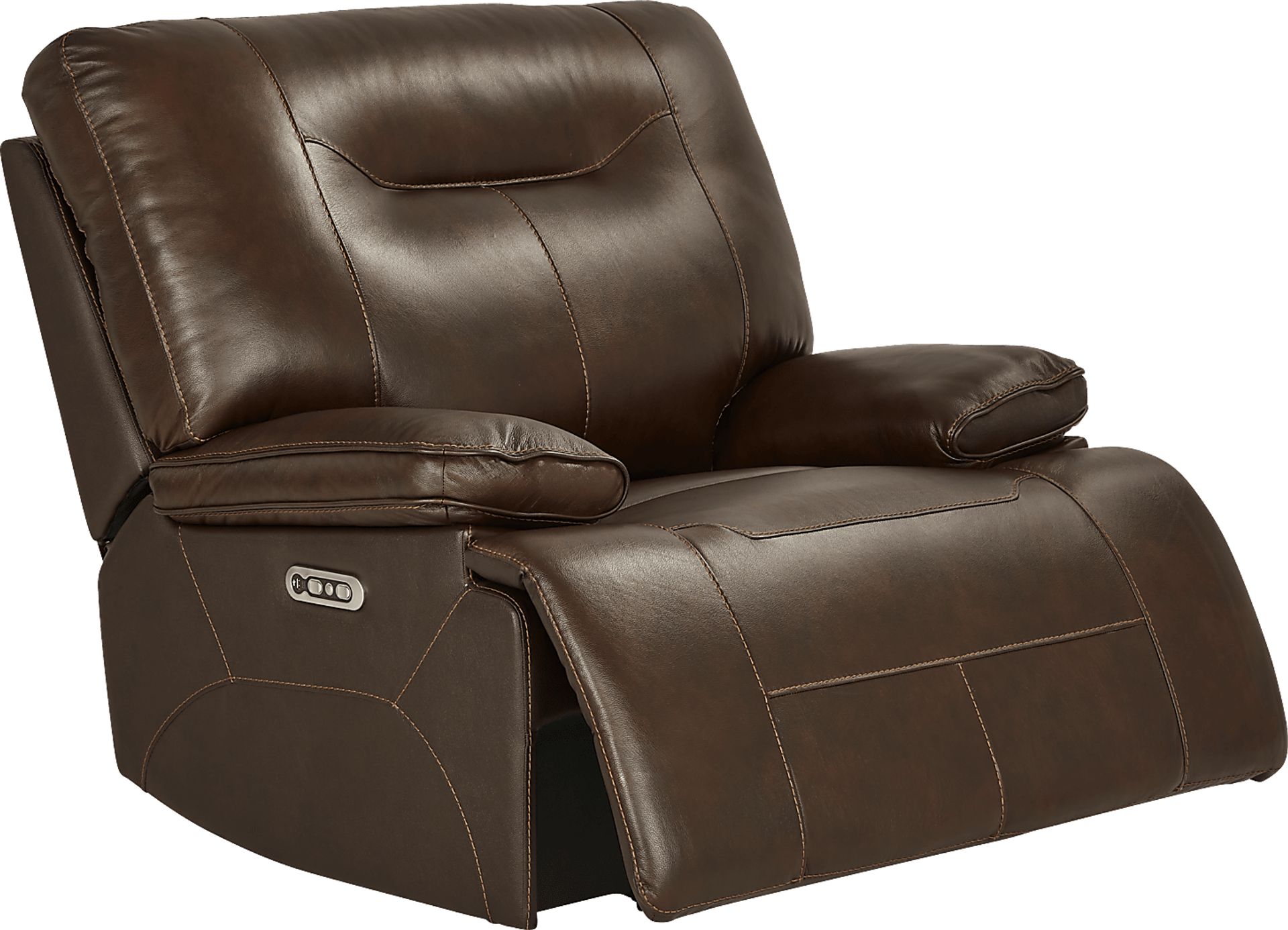 Renaldi Coffee Leather Dual Power Recliner - Image 1