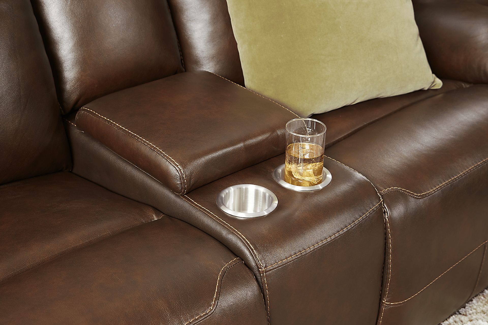 Renaldi Coffee 2 Pc Leather Dual Power Reclining Living Room - Image 7