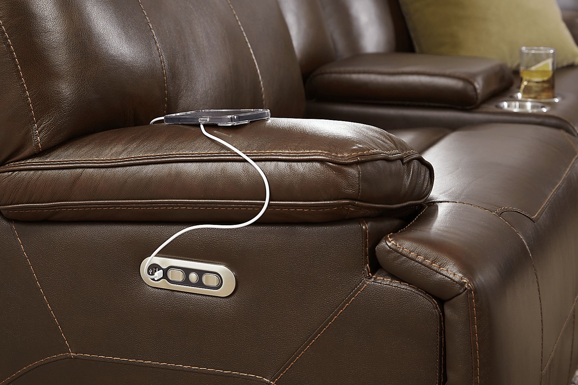 Renaldi Coffee 2 Pc Leather Dual Power Reclining Living Room - Image 8