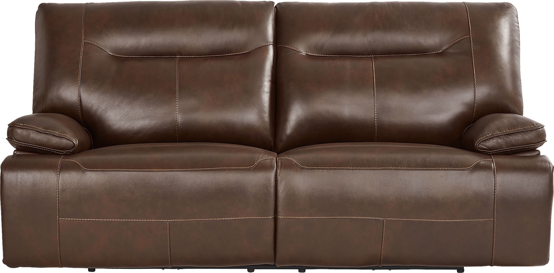 Renaldi Coffee Leather Dual Power Reclining Sofa - Image 2