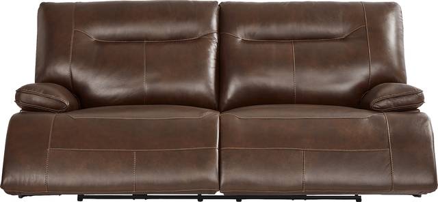 Renaldi Coffee Leather Dual Power Reclining Sofa - Thumbnail - Image 1