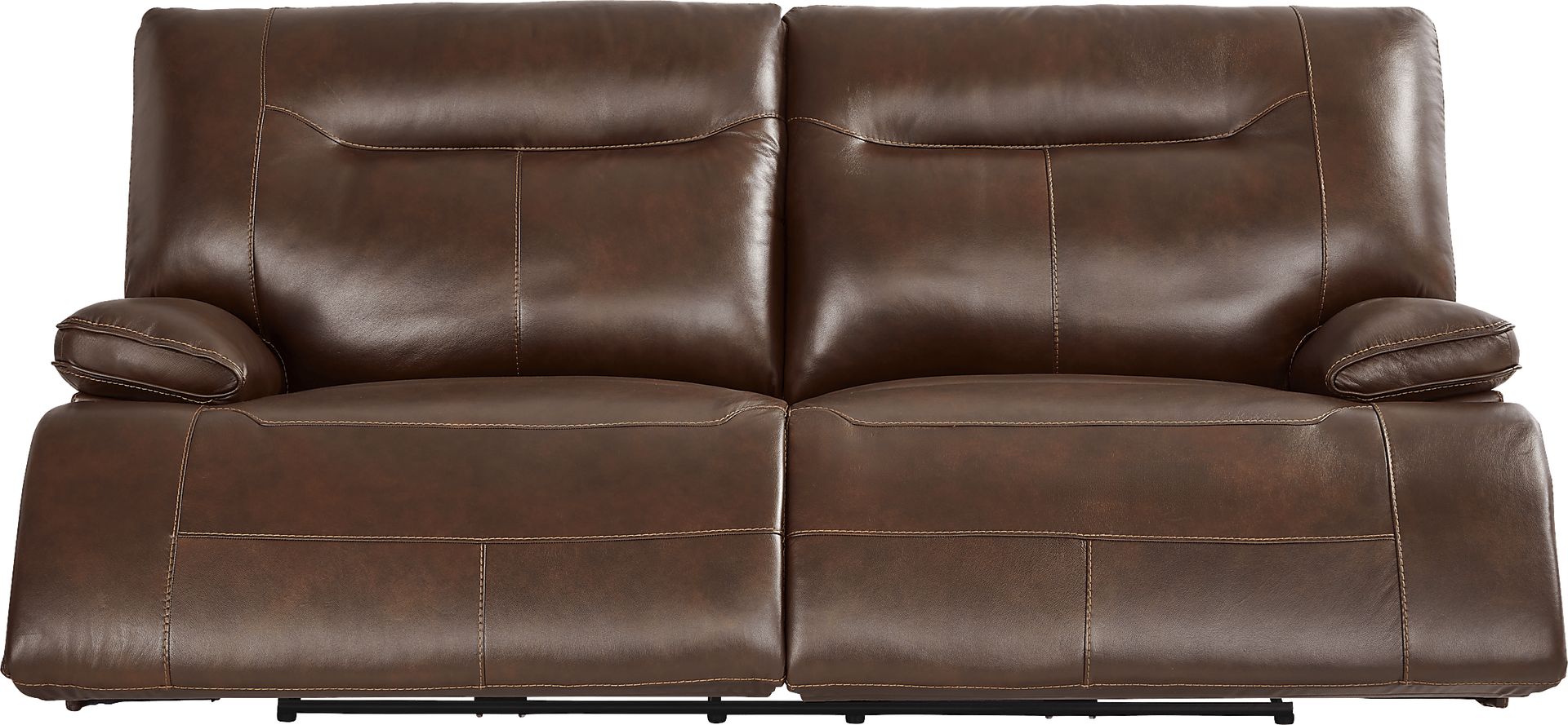 Renaldi Coffee Leather Dual Power Reclining Sofa - Image 1