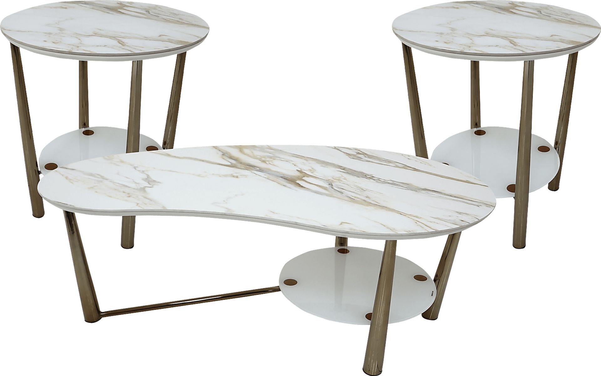 Renata Champagne 3 Pc Table Set - Image 1