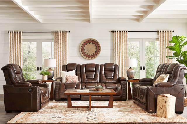 Eric Church Highway To Home Renegade Brown Leather 5 Pc Dual Power Reclining Living Room - Thumbnail - Image 1