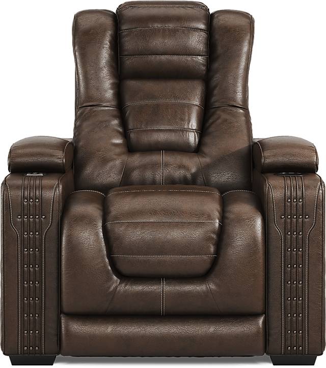 Eric Church Highway To Home Renegade Brown Leather Dual Power Recliner - Thumbnail - Image 2