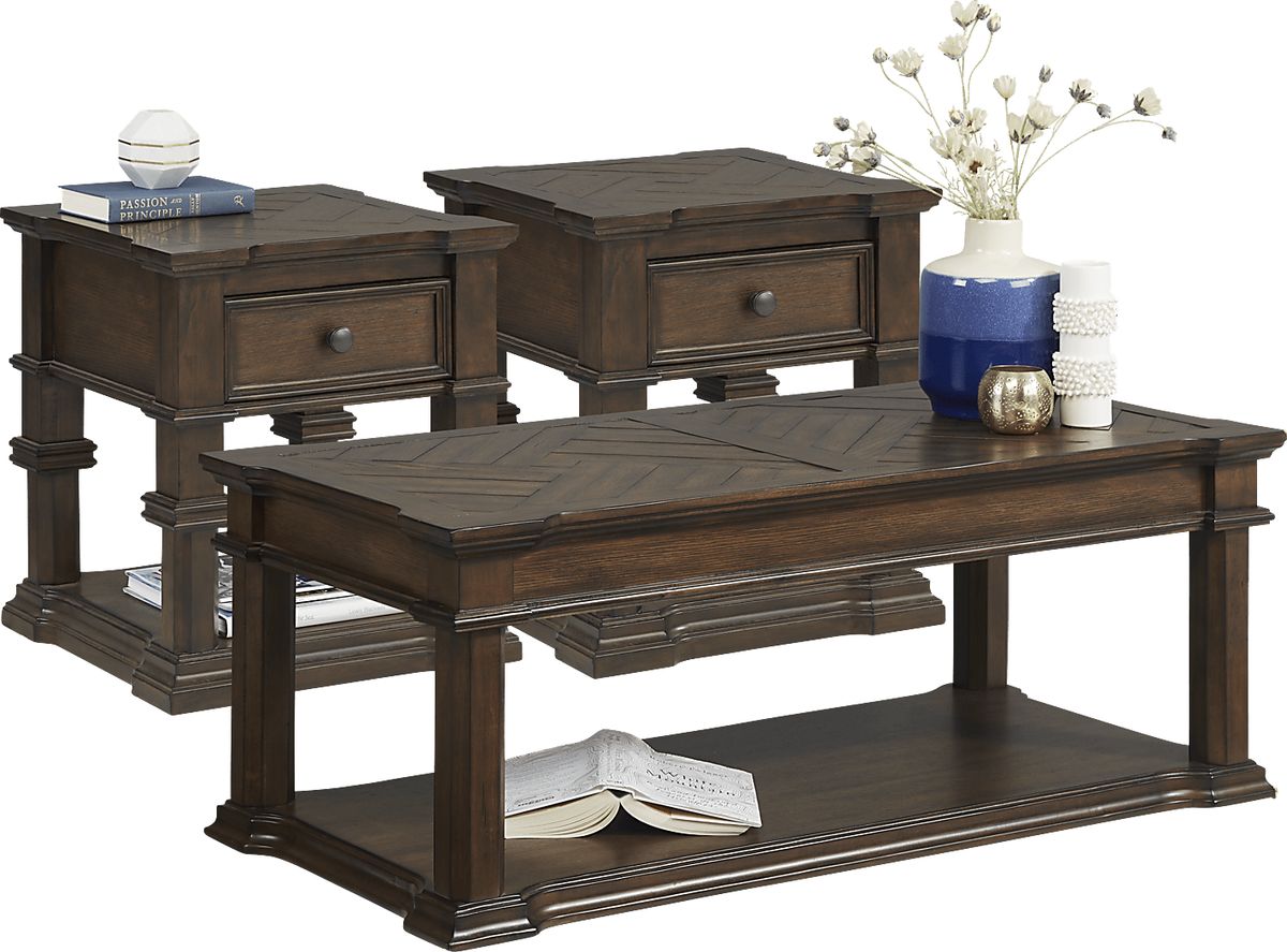 Renfield Brown,Walnut Dark Wood 3 Pc Table Set | Rooms to Go
