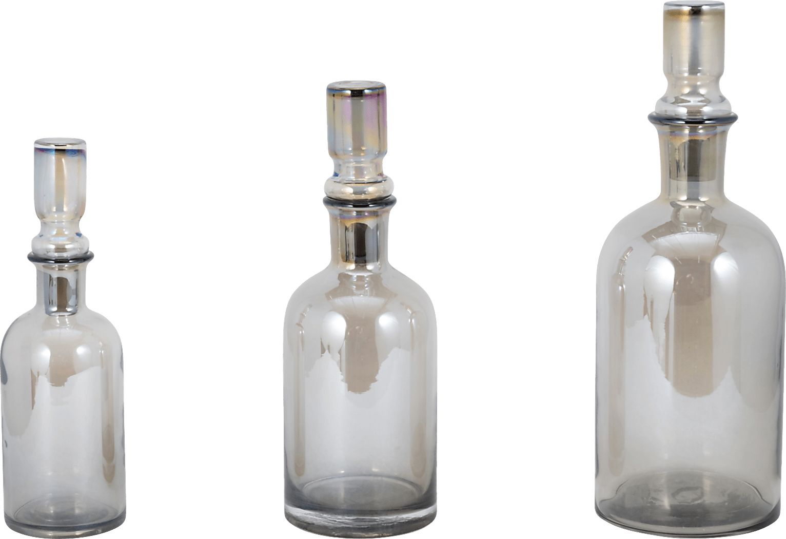 Renno Gray Glass Bottle, Set of 3