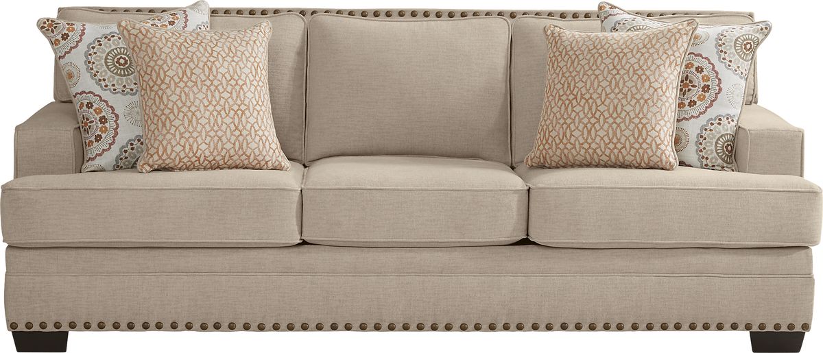 Reno Hills 7 Pc Beige Polyester Fabric Living Room Set With Sleeper ...