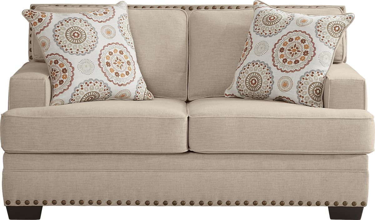 Reno Hills 7 Pc Beige Polyester Fabric Living Room Set With Sleeper ...