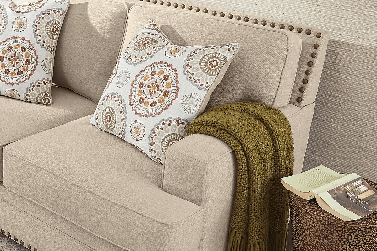 Reno Hills 2 Pc Beige Woven Living Room Set With Sofa, Swivel Chair ...
