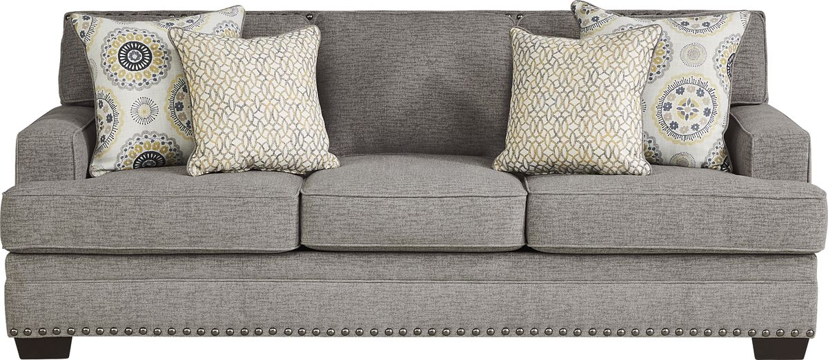 Cardiff Court Silver Gray Polyester Fabric Sofa - Rooms To Go