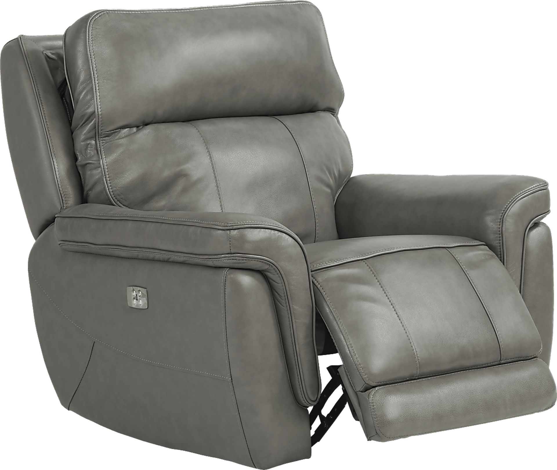 Renzo Gray Leather Dual Power Rocker Recliner - Image 2