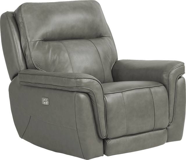 Renzo Gray Leather Dual Power Rocker Recliner - Thumbnail - Image 1
