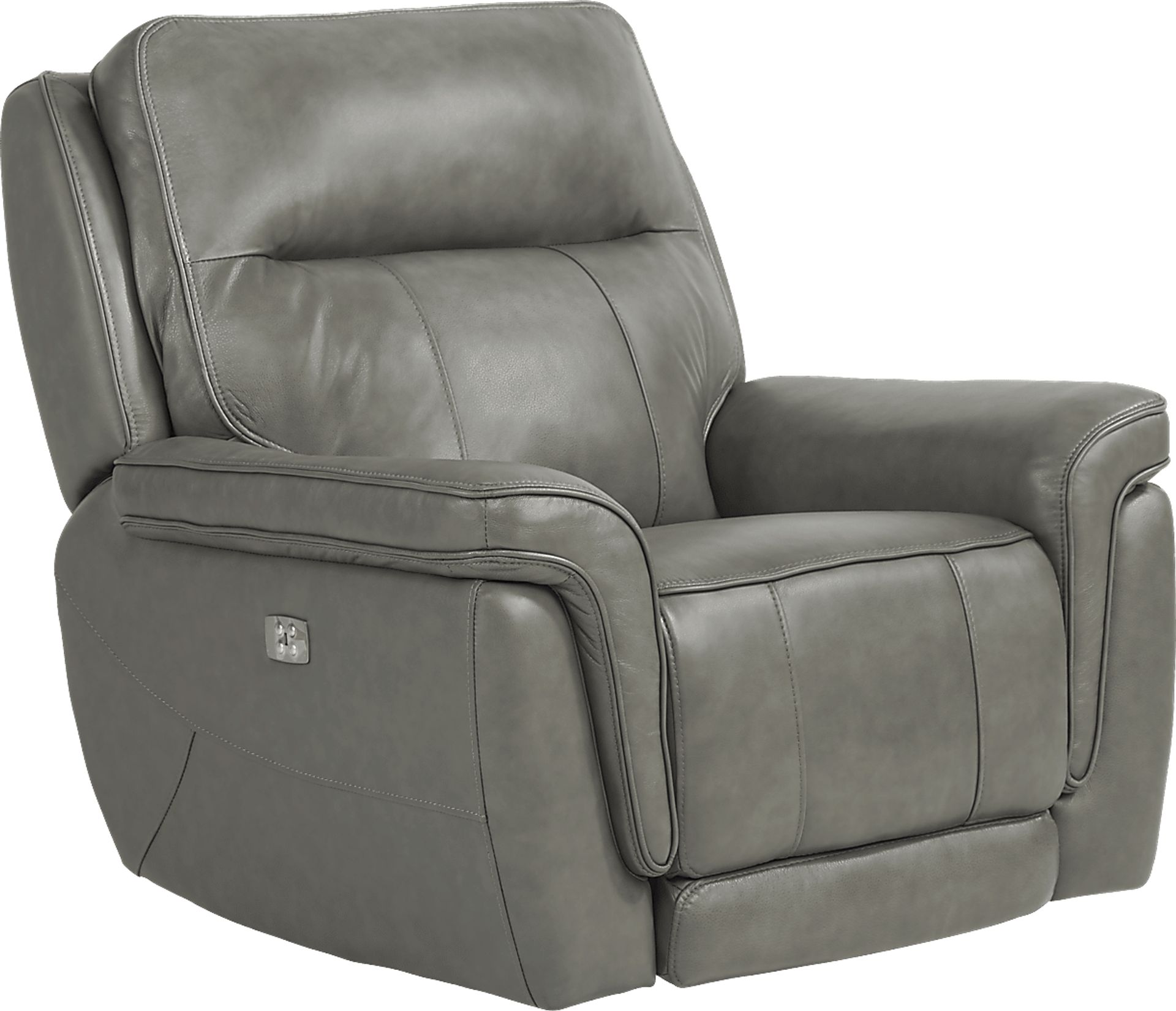 Renzo Gray Leather Dual Power Rocker Recliner - Image 1