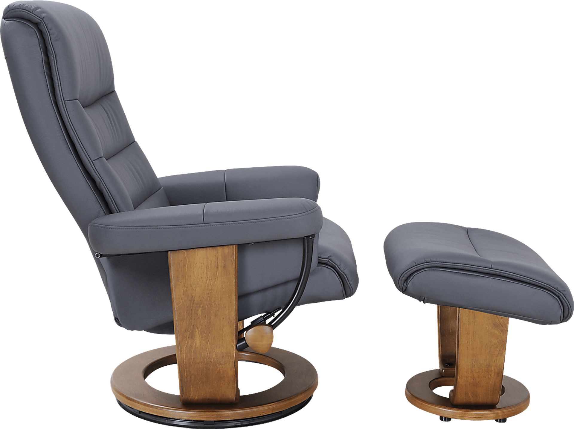 Resco Blue Recliner & Ottoman - Image 3