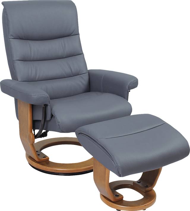 Resco Blue Recliner & Ottoman - Thumbnail - Image 1