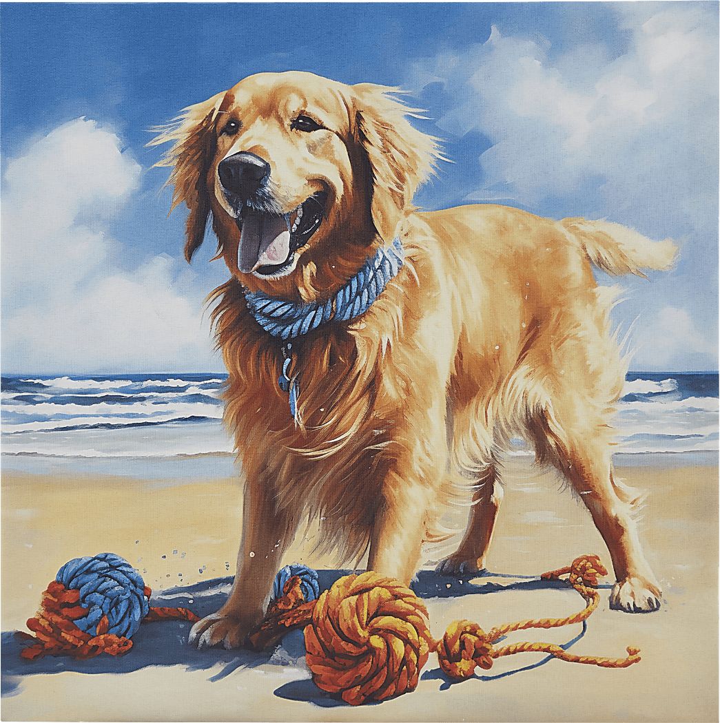 Retriever Playing Blue Wall Decor