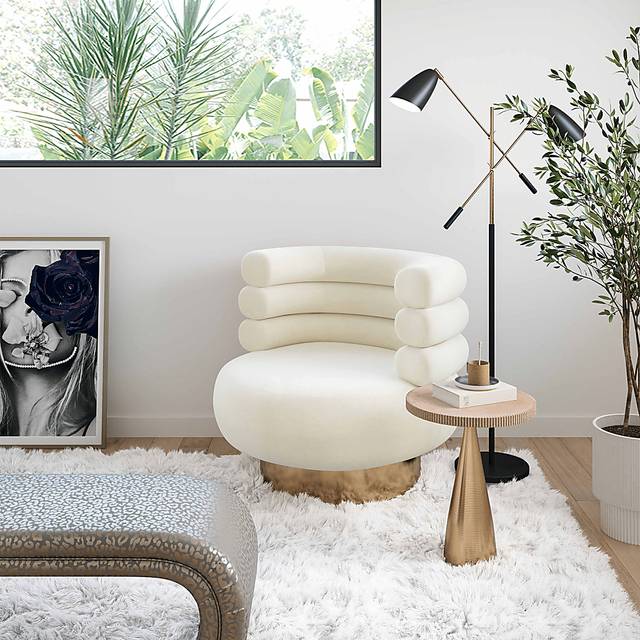 Retro Nest Beige Swivel Chair - Thumbnail - Image 6