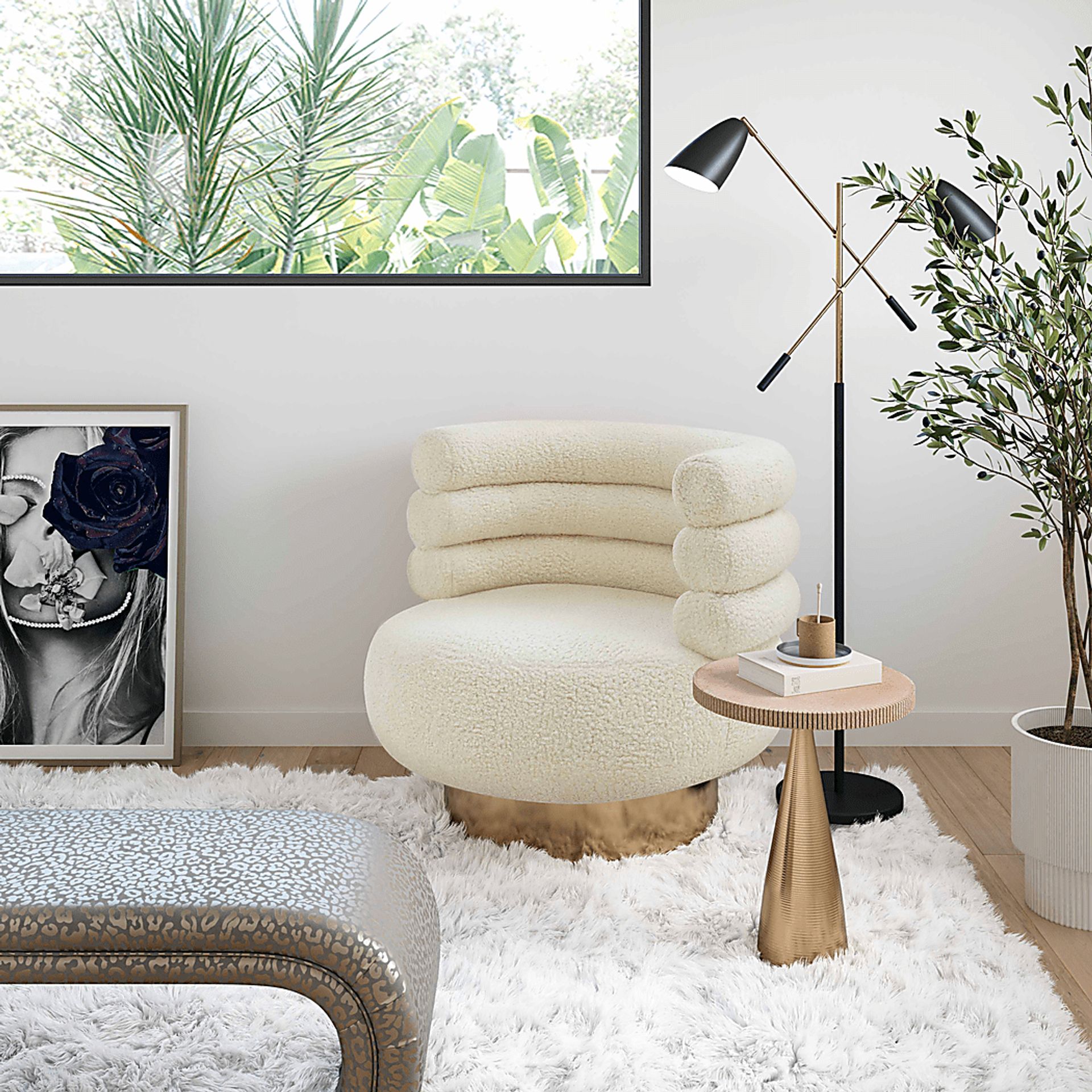 Retro Nest Cream Swivel Chair - Image 6