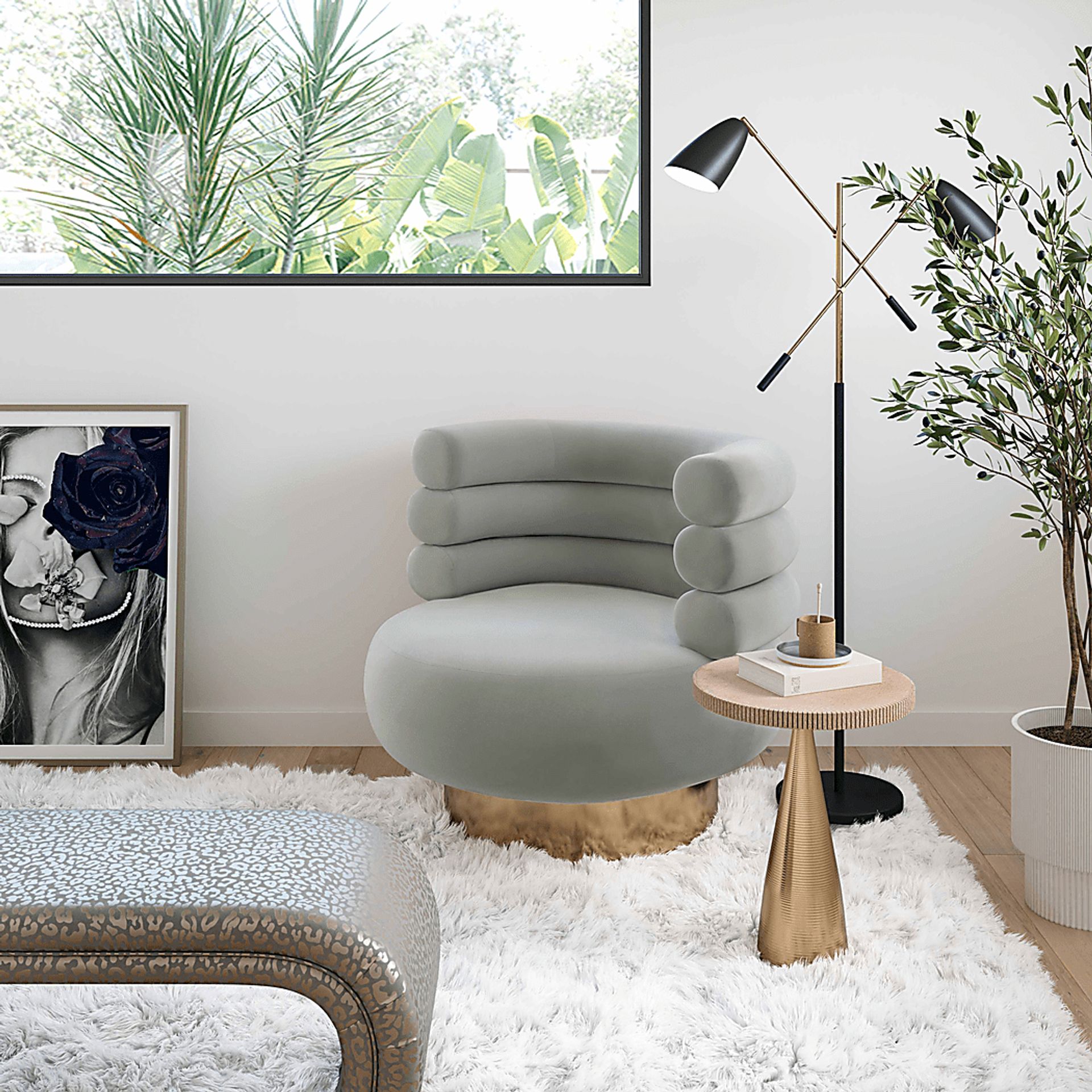 Retro Nest Gray Swivel Chair - Image 6