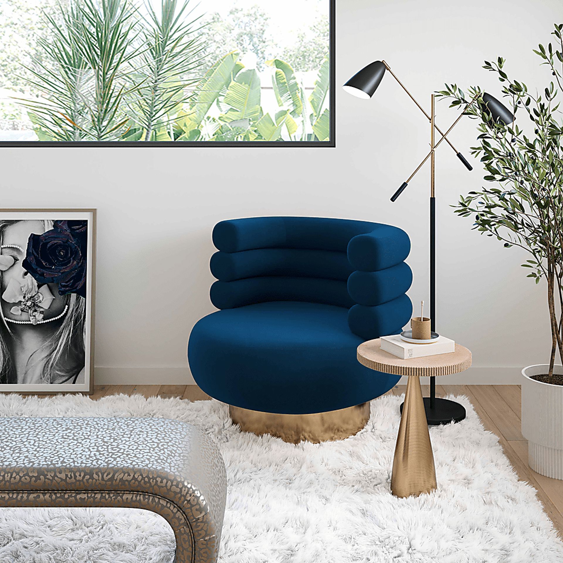 Retro Nest Navy Swivel Chair - Image 6