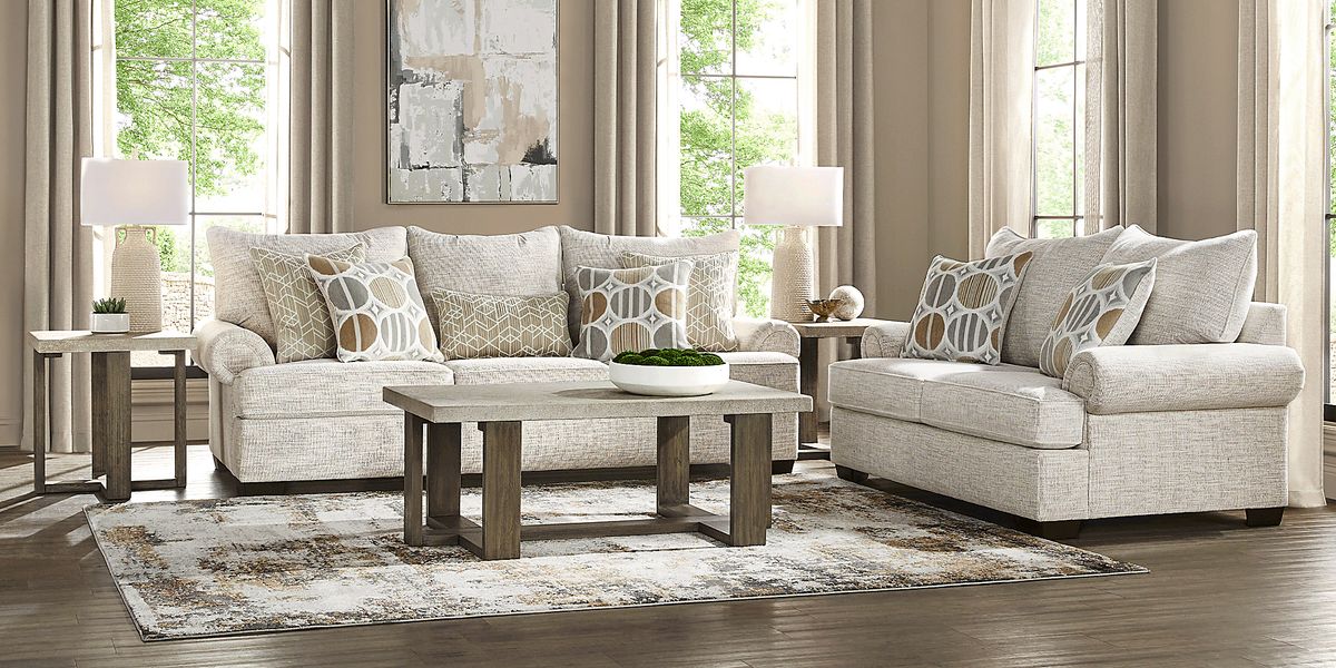 Reyna Point Beige Woven Loveseat | Rooms to Go