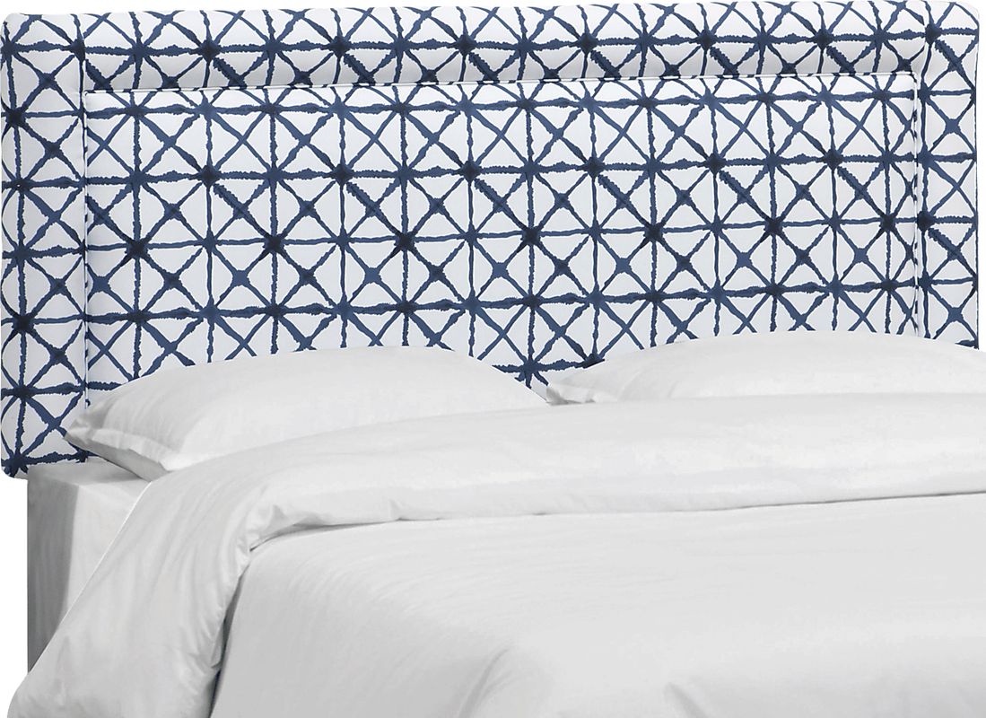 Rhombusland Blue King Upholstered Headboard