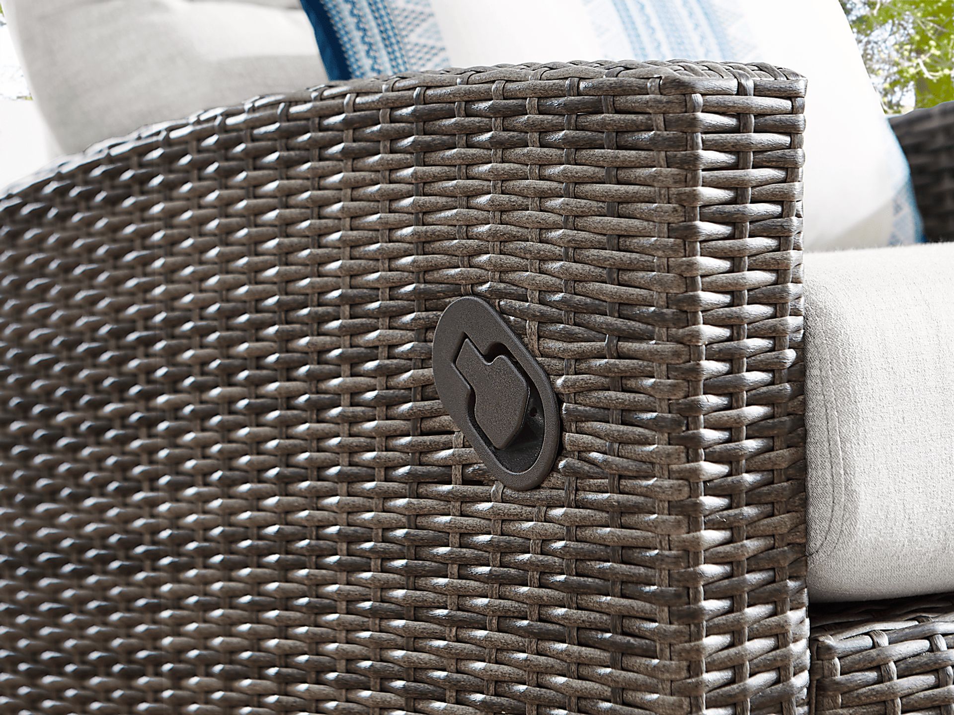 Ria Driftwood Outdoor Glider Recliner with Gray Cushions - Image 6