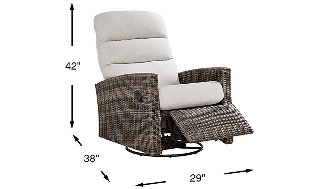 Ria Driftwood Outdoor Glider Recliner with Gray Cushions