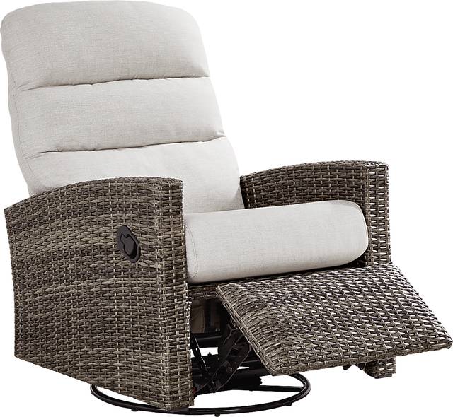Ria Driftwood Outdoor Glider Recliner with Gray Cushions - Thumbnail - Image 1