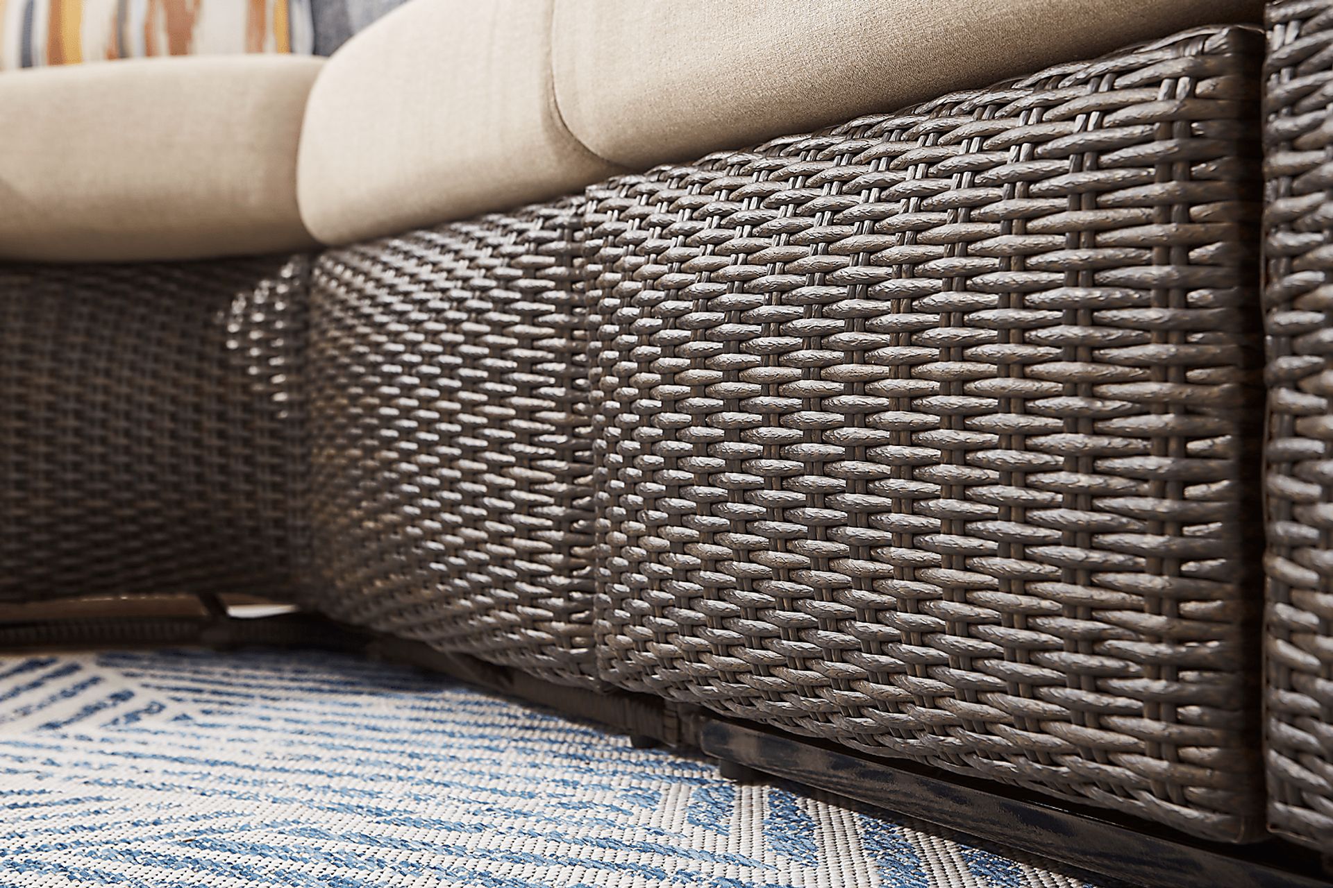 Ria Espresso 4 Pc Outdoor Reclining Sectional with Beige Cushions - Image 6