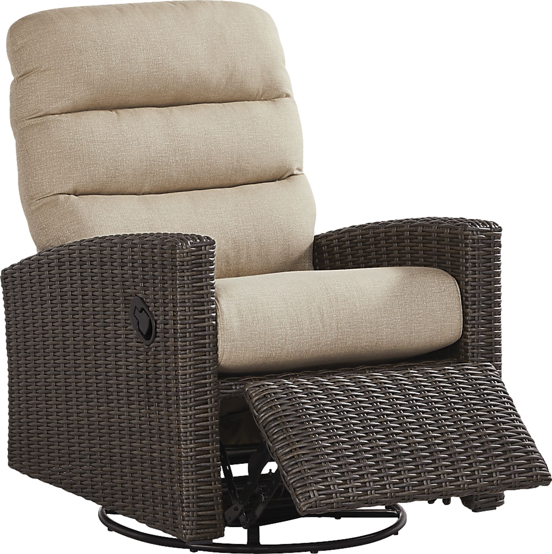 Ria Espresso Outdoor Glider Recliner with Beige Cushions - Image 1