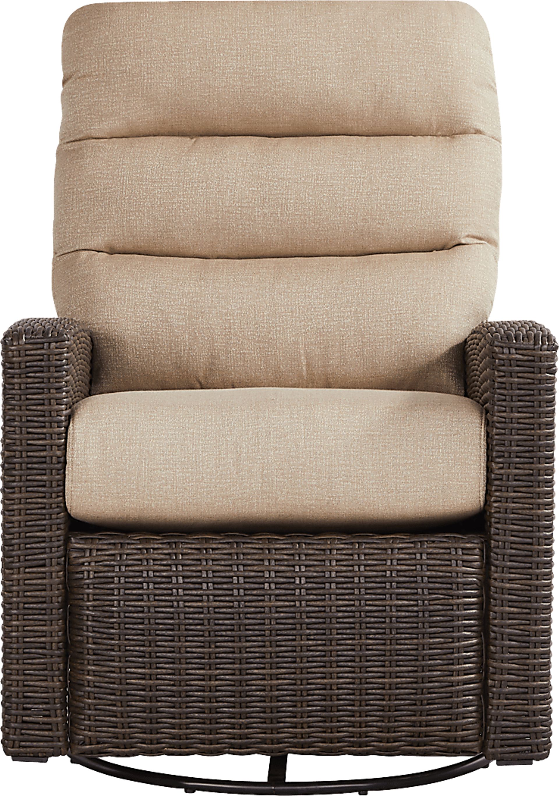 Ria Espresso Outdoor Glider Recliner with Beige Cushions - Image 2