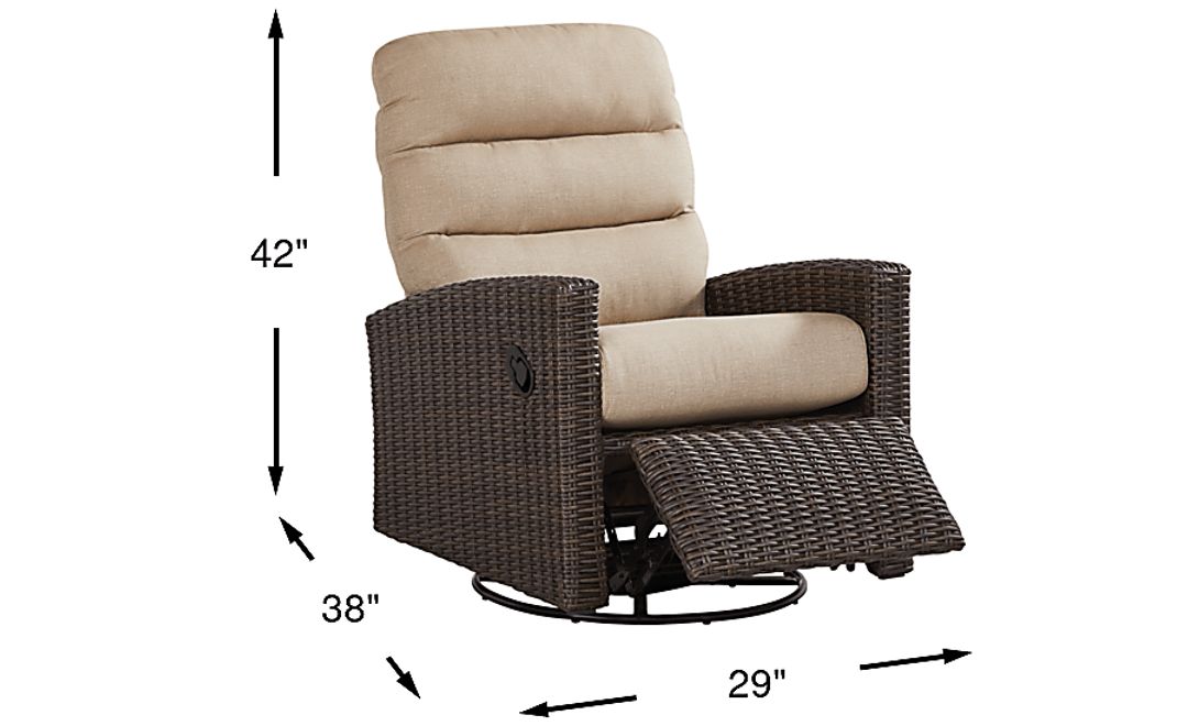 Ria Espresso Outdoor Glider Recliner with Beige Cushions