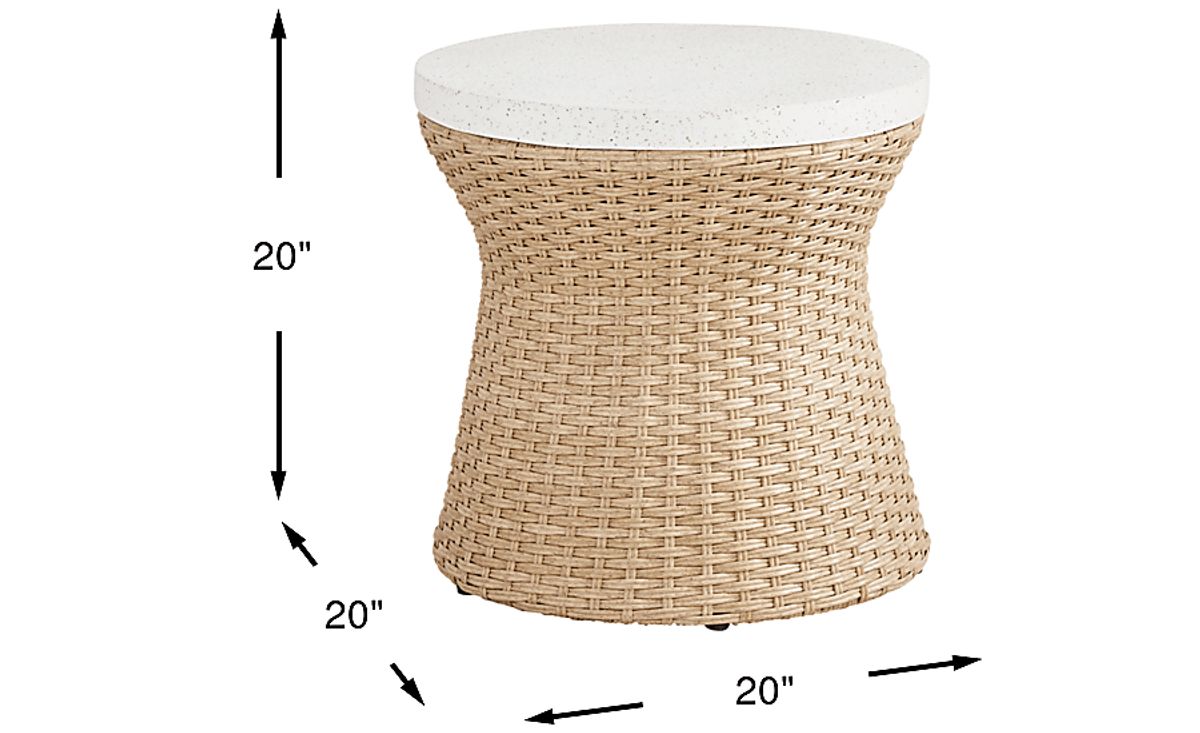 Ria Natural Light Wood Wicker Outdoor End Table | Rooms to Go