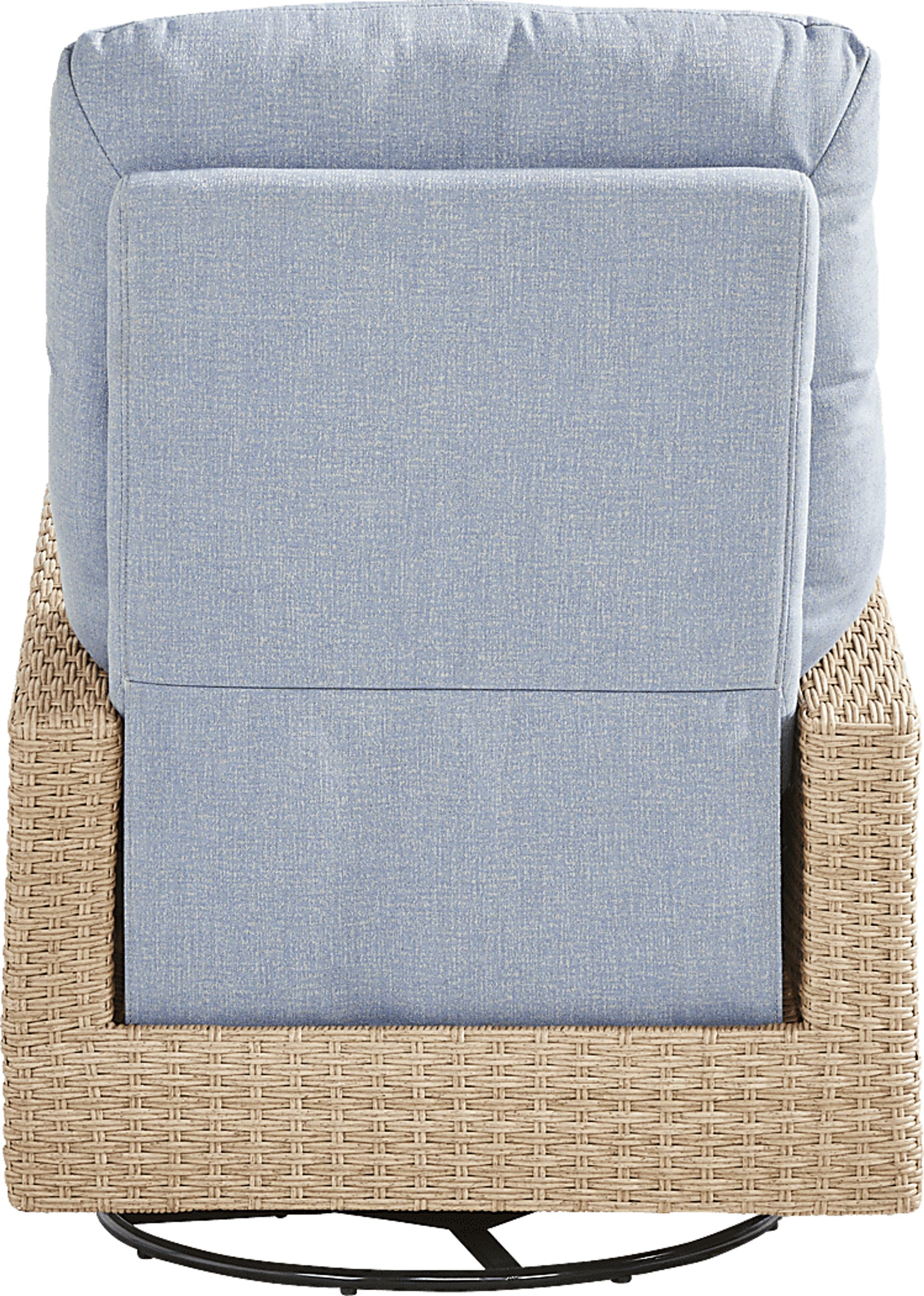 Ria Natural Outdoor Glider Recliner with Blue Cushions - Image 3