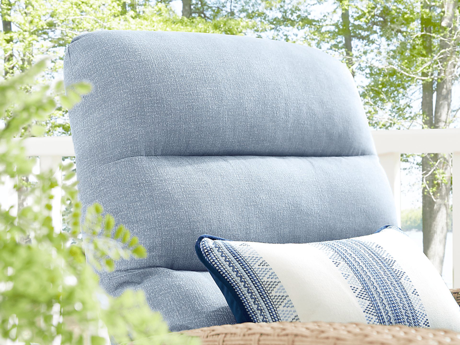 Ria Natural Outdoor Glider Recliner with Blue Cushions - Image 5