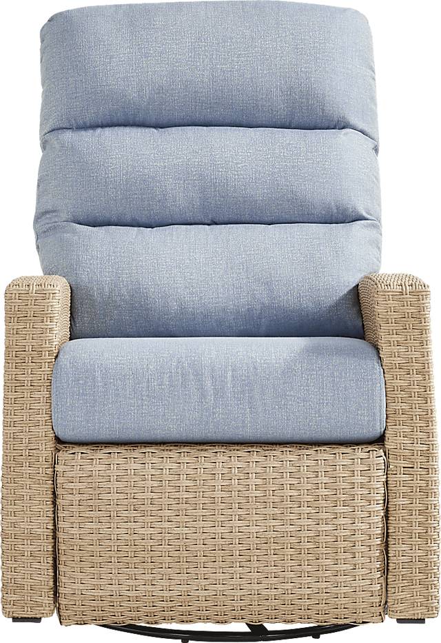 Ria Natural Outdoor Glider Recliner with Blue Cushions - Thumbnail - Image 2