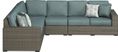 Rialto Brown 4 Pc Outdoor Sectional with Aqua Cushions