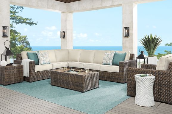 Rialto Brown 4 Pc Outdoor Sectional with Putty Cushions