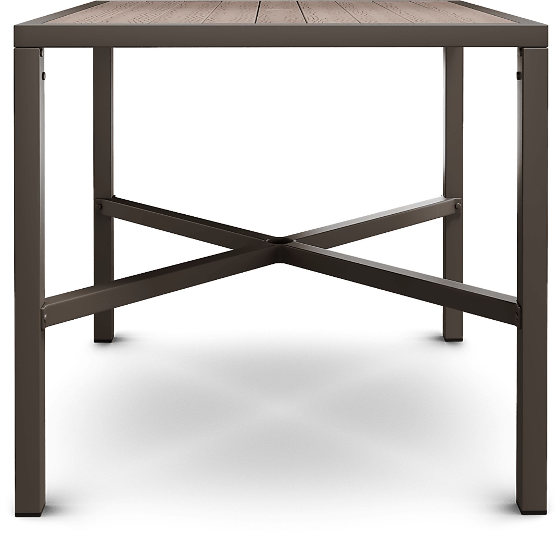 Rialto Brown 5 Pc Square Outdoor Bar Height Dining Set with Aqua Cushions - Image 3