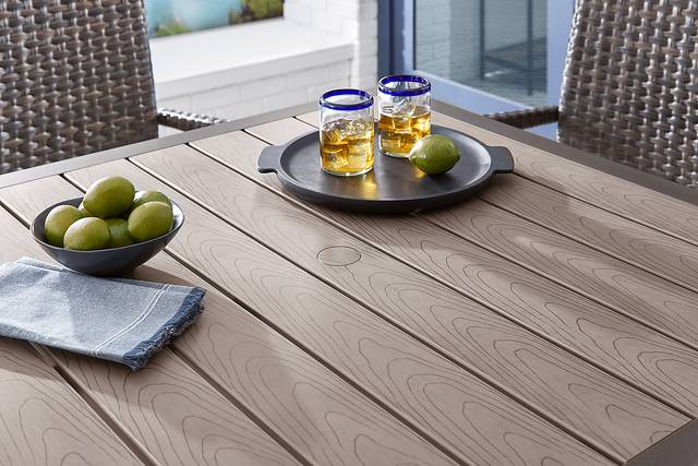 Rialto Brown 5 Pc Square Outdoor Bar Height Dining Set with Putty Cushions - Thumbnail - Image 6