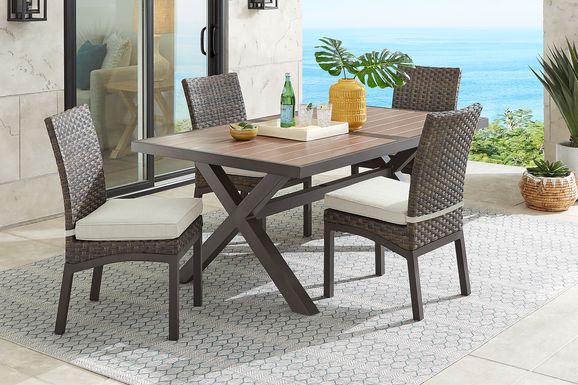 Rialto Brown 5 Pc 71 in. Rectangle Outdoor Dining Set with Putty Cushions