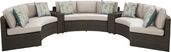 Rialto Brown 5 Pc Curved Outdoor Sectional with Putty Cushions