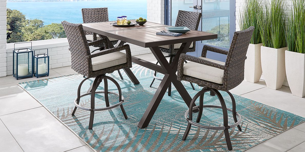 Rialto Brown 71 In. Rectangle Bar Height Outdoor Dining Table