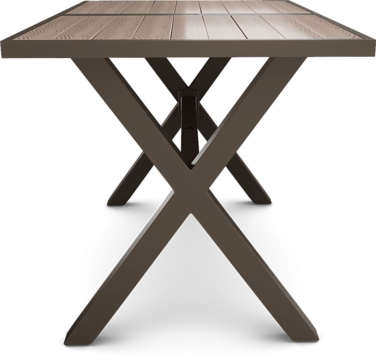 Rialto 7 Pc Brown Dark Wood Putty Beige Aluminum Outdoor Dining Set ...