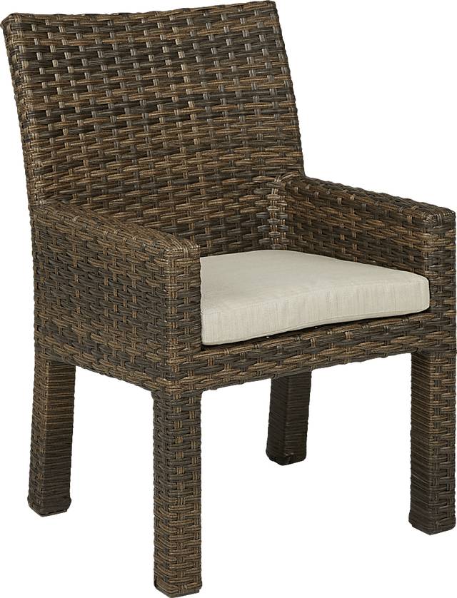 Rialto Brown Outdoor Arm Chair with Putty Cushion - Thumbnail - Image 1
