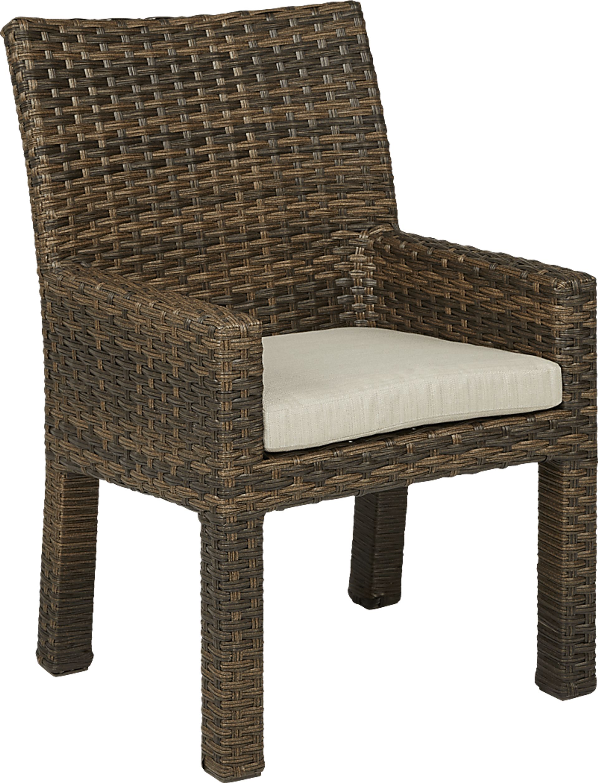 Rialto Brown Outdoor Arm Chair with Putty Cushion - Image 1