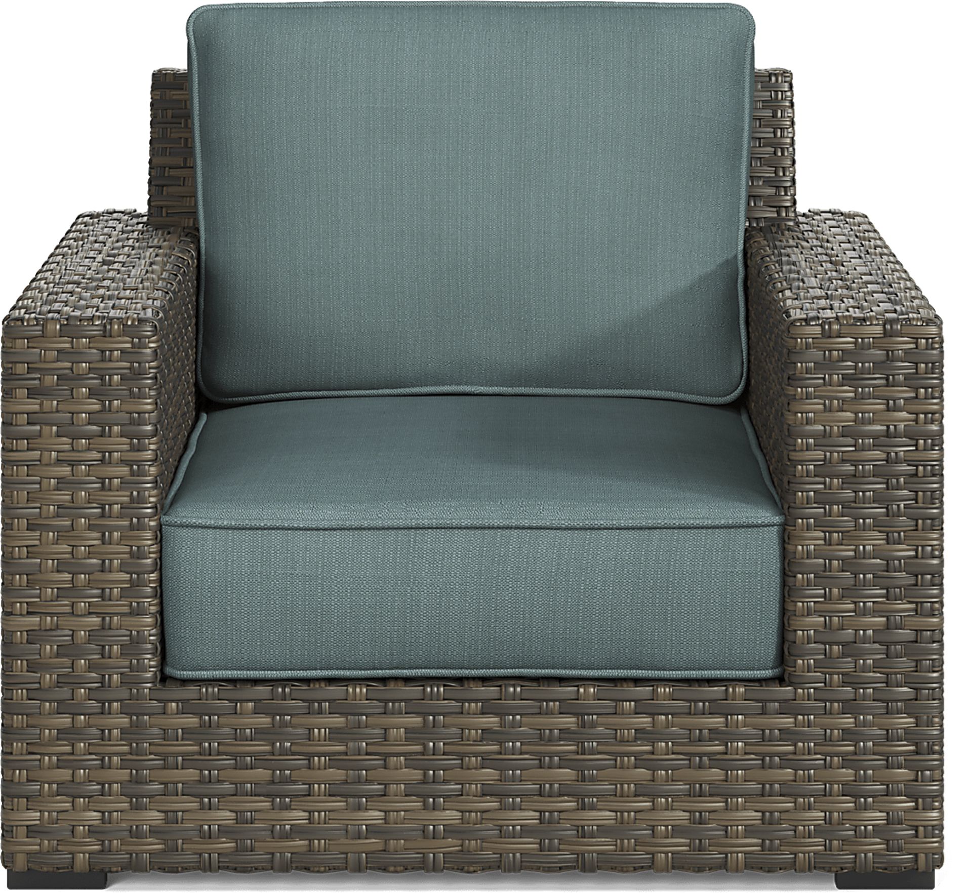 Rialto Brown Outdoor Chair with Aqua Cushions - Image 2