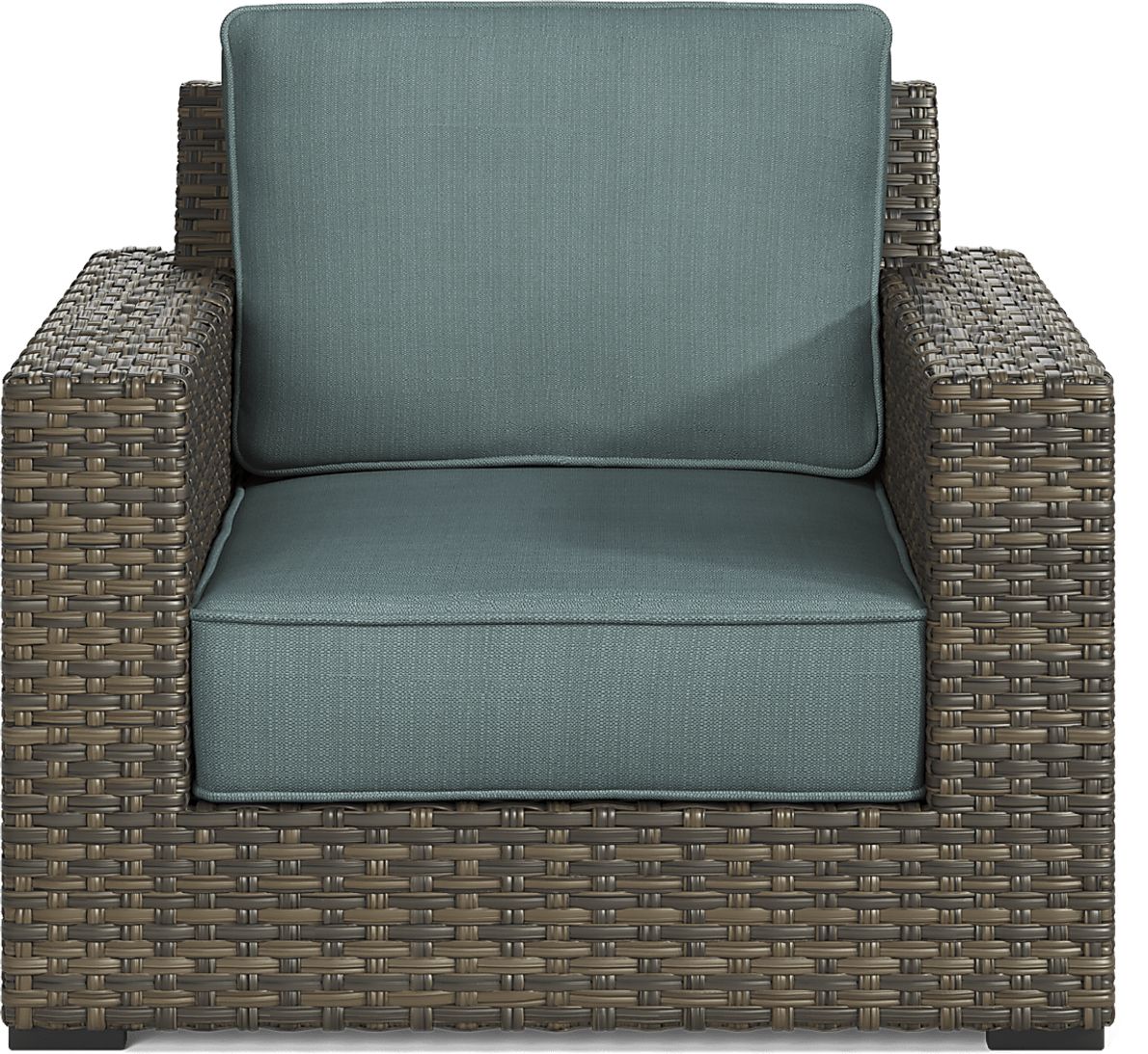 Rialto Brown Outdoor Chair with Aqua Cushions Rooms To Go